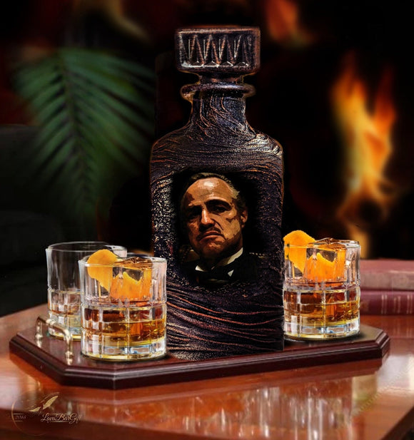 The Godfather Decanter set Custom image whiskey gift glasses Customized 