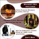 Personalized whiskey bourbon scotch decanter glasses set gift for policemen police officer stone bag
