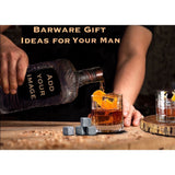 Man drinking whiskey decanter glasses lava design gift idea for man husband dad