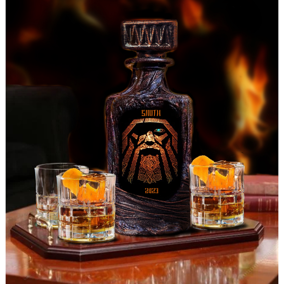 Whiskey Bourbon gift bar Decanter glasses customized Viking 