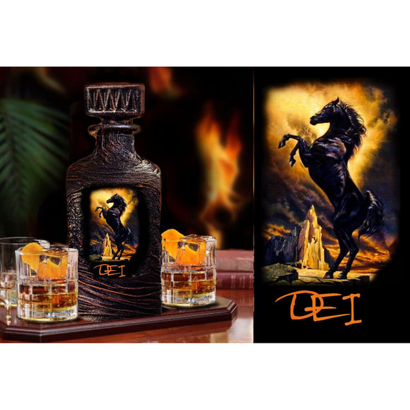 Horse decanter whiskey scotch bourbon custom image glasses lava designe