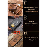 Cigar tray ashtray slate personalised wood  gift bar 