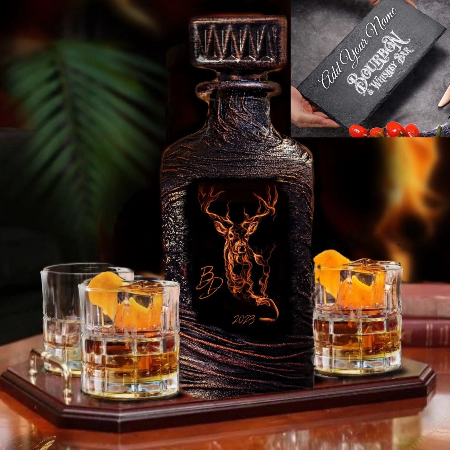 Wolf Whiskey Decanter Set