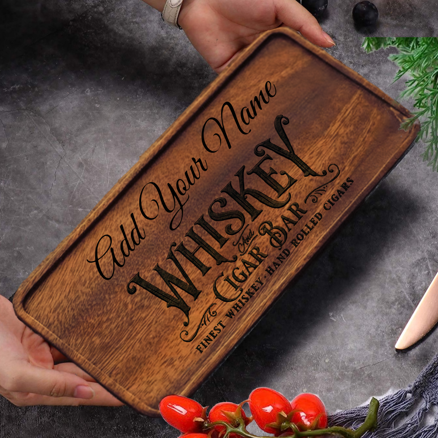 Wooden serving board tray personalized