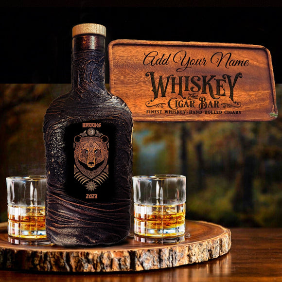 Custom Name Viking Whiskey Decanter Set with Gift Box
