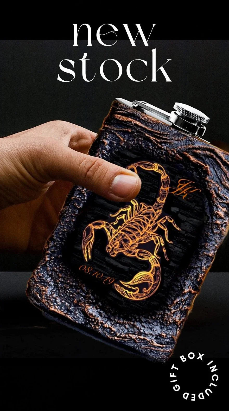 Whiskey flask Scorpio custom image gift men 