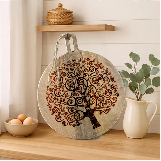 Judaica Tree of Life Mango Wood Cutting Board.