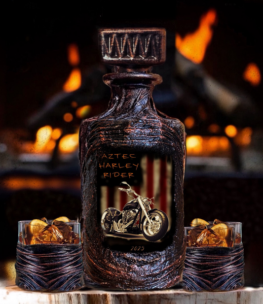Personalized Whiskey decanter set lava decor scotch glasses motorcycle photo image bike bikers gift barware gift for husband men 