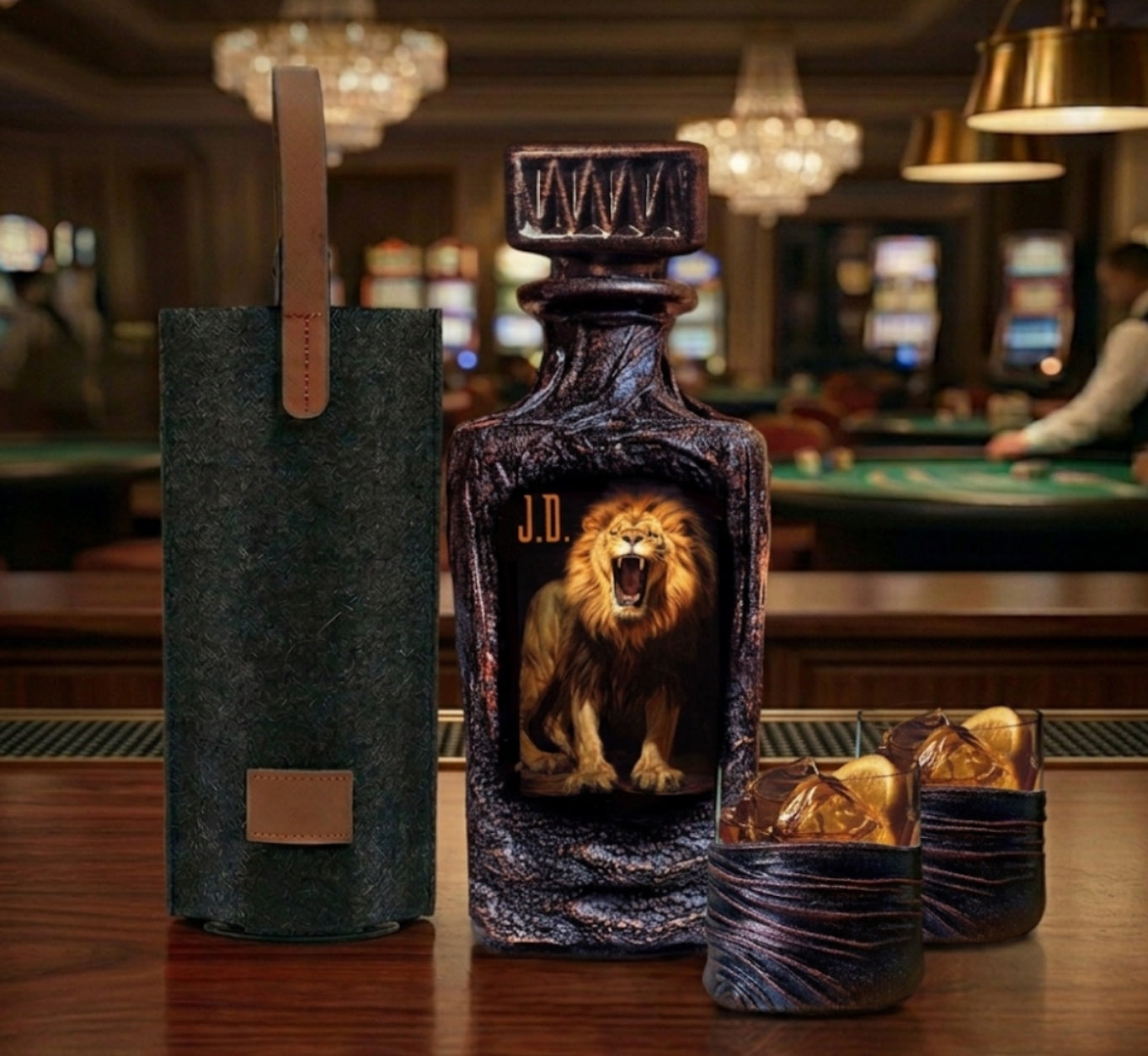 Safari Lion Whiskey Decanter Gift Set