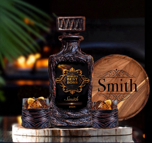 Best Boss Personalized Whiskey Decanter Set