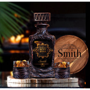 Best Boss Personalized Whiskey Decanter Set
