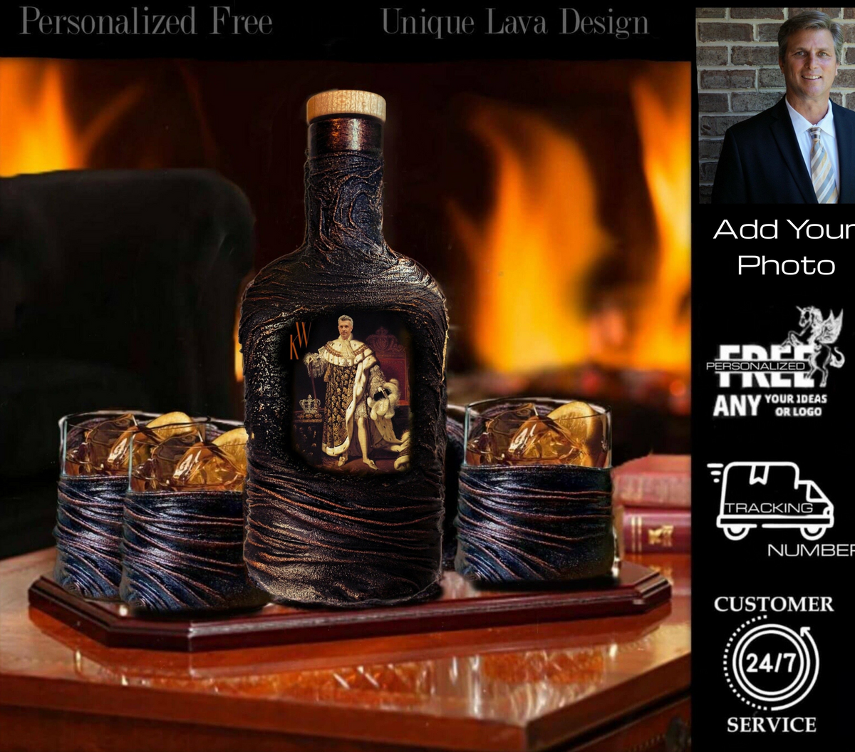 Historical Portrait Whiskey Decanter Set with Gift Box