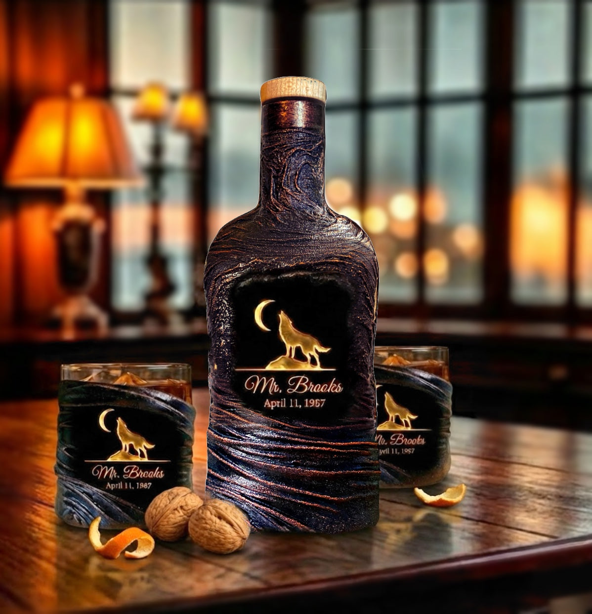Monogram Whiskey Decanter Set