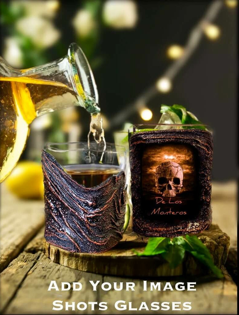 Whiskey shots glasses monogram custom skull personalized custom gift for home bar