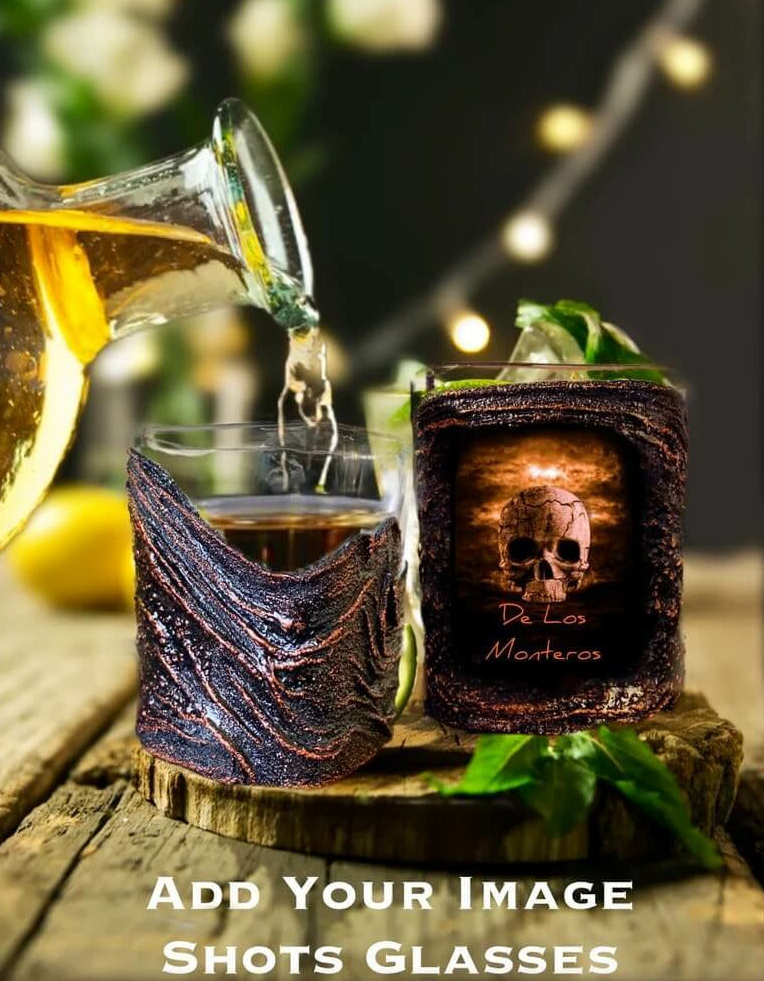 Whiskey shots Glasses skull lava design 