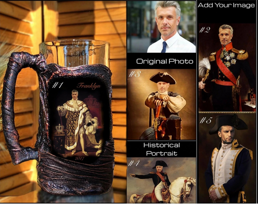 Historical Portrait Personalized Beer Mug 19 oz ~ Add Your Family Photo