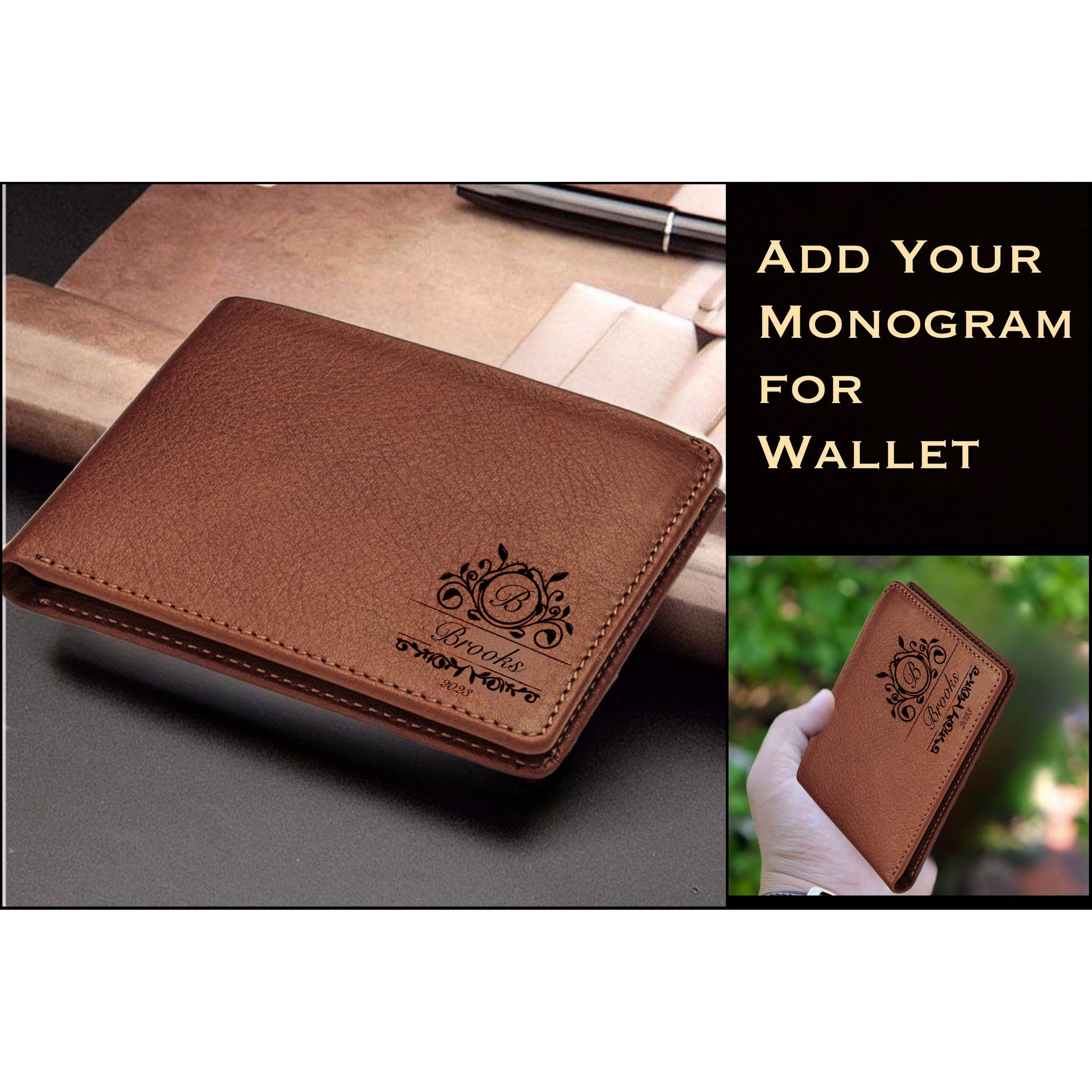 Man wallet custom gift customized monogram 