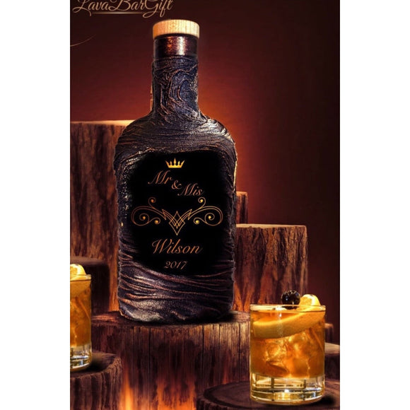 Wedding bar decanter whiskey set gift best man grooming anniversary monogram Lava Design glasses