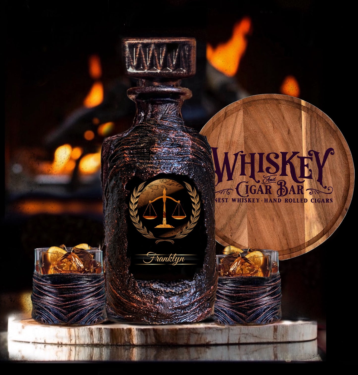 Lowyer Personalized Whiskey Decanter Set
