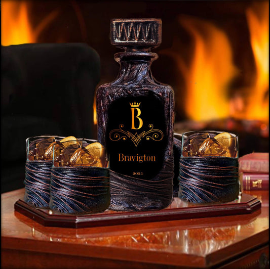 Gold Monogram Decanter Set