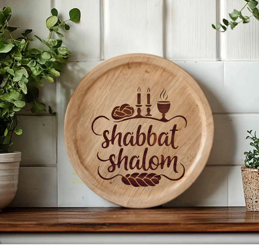 Shabbat Shalom Woodem Serving Board