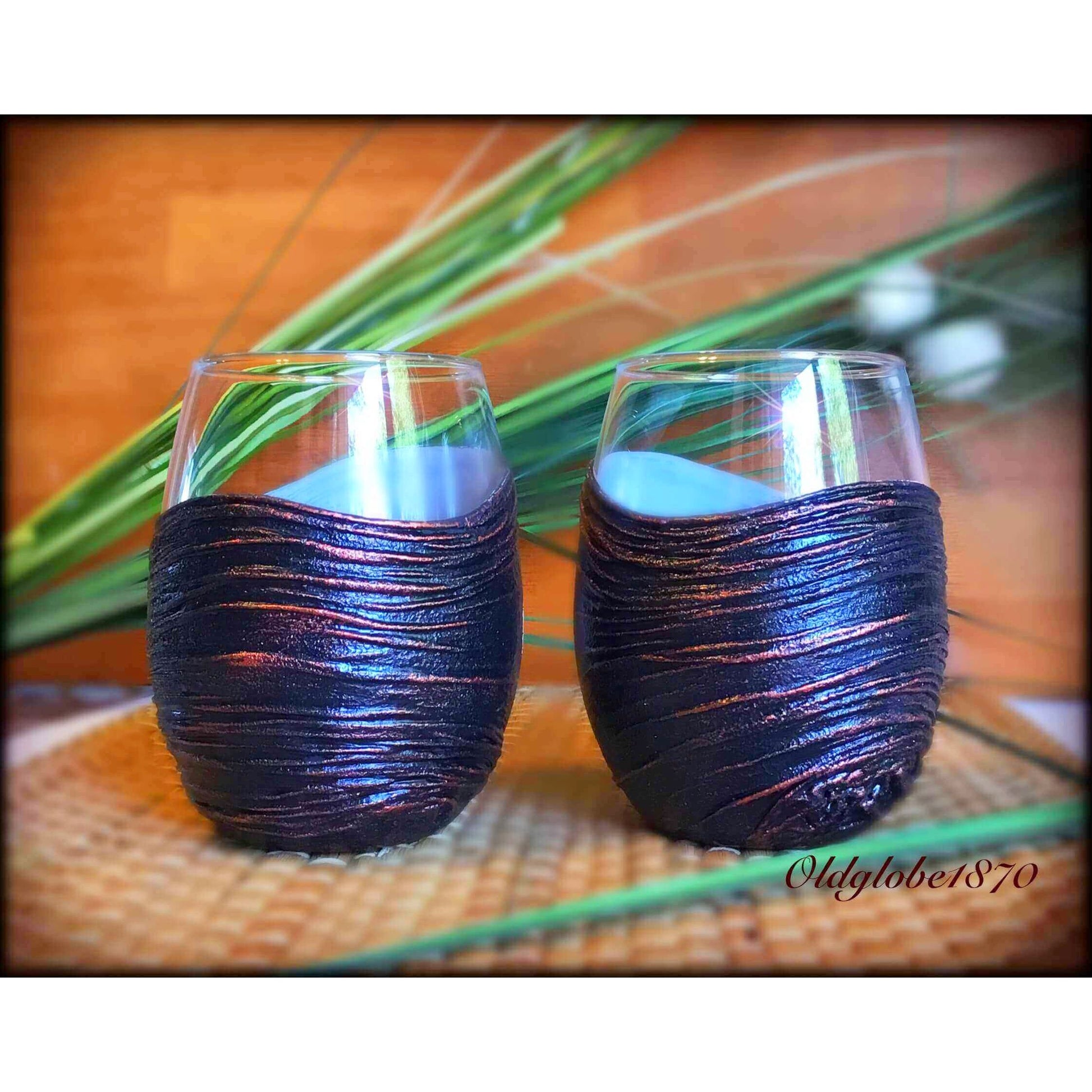 Wine glasses unique decoration lava 
