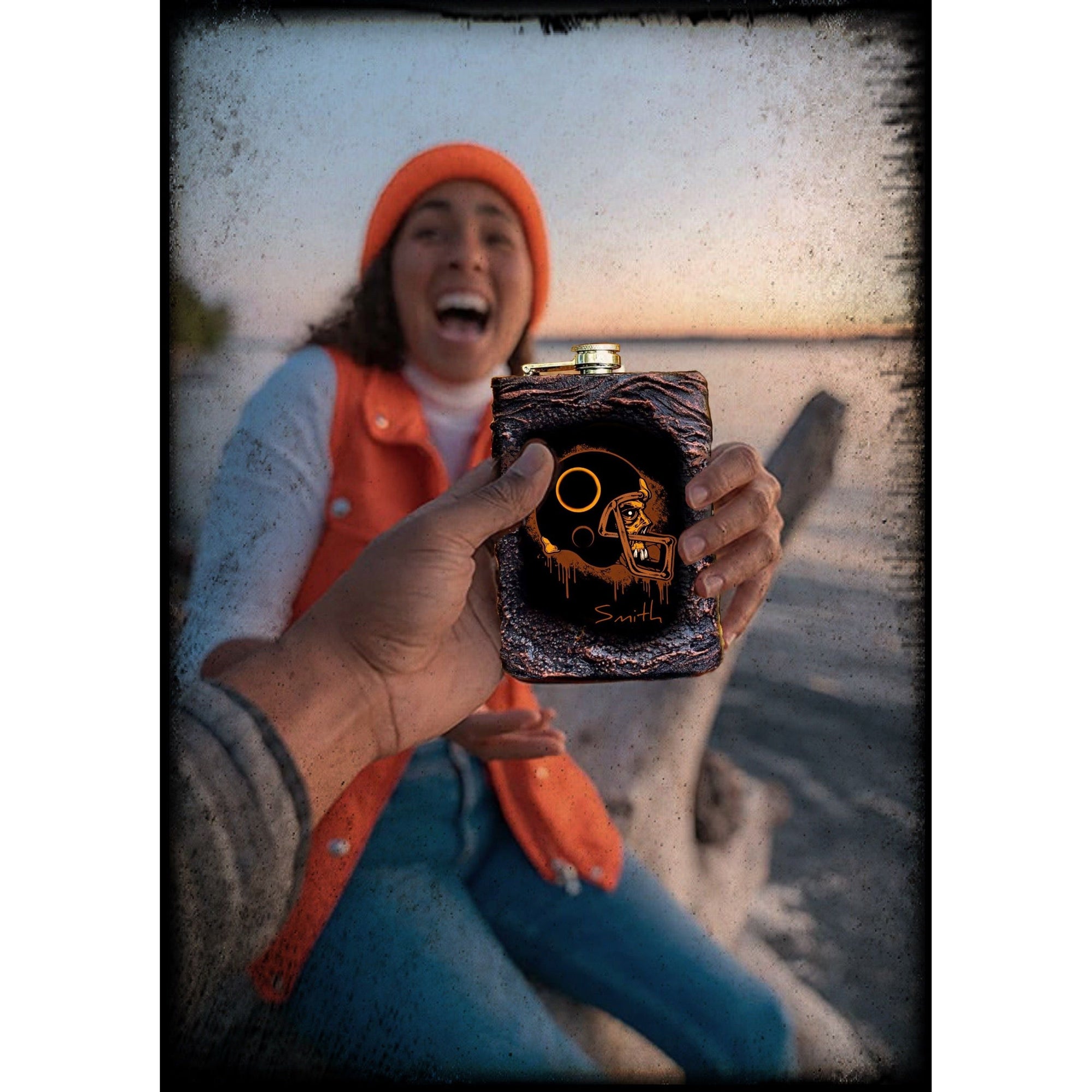 Whiskey custom image flask personalized lava design 