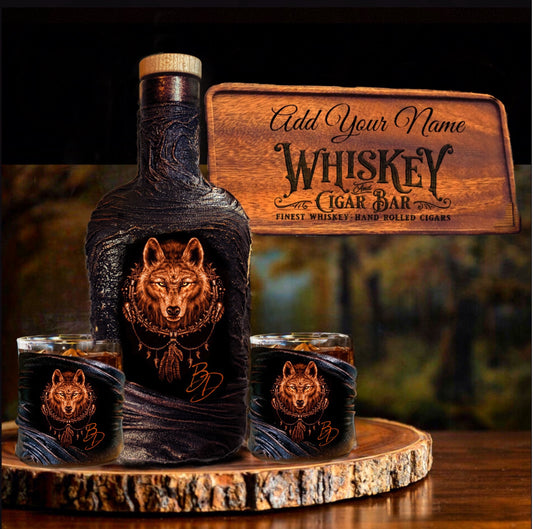 Wolf Whiskey Decanter Set