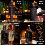 Monogrammed Scorpio whiskey Decanter set glasses Customized monogram gift bar man Custom image photo Lava Design 