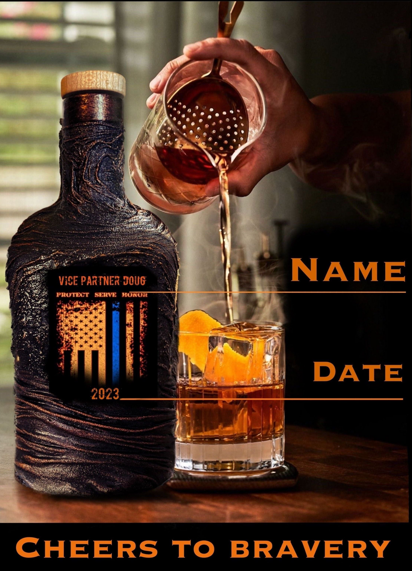 Police Officers Decanter Set | Customized Slate Service Tray