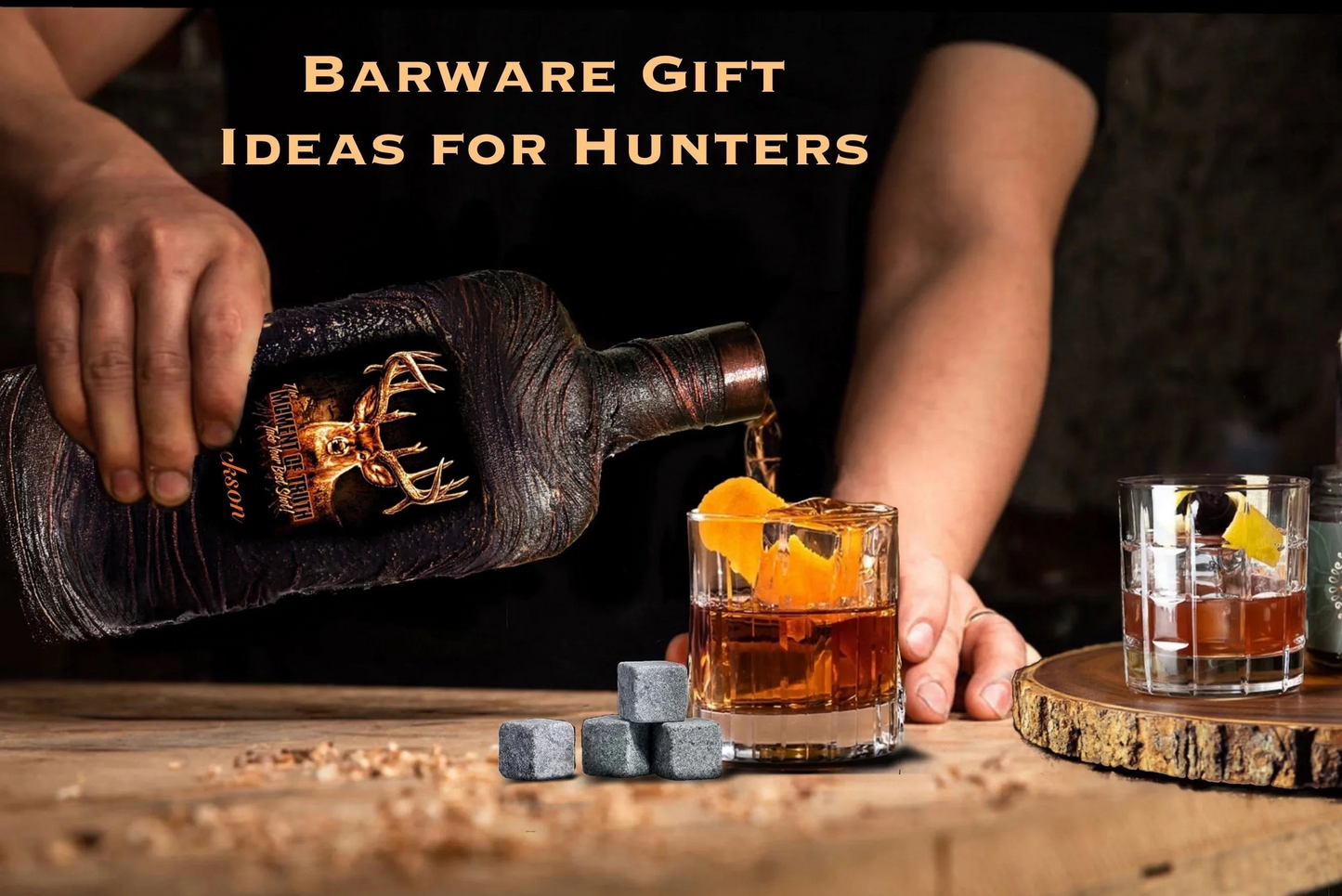 Hunting Whiskey Decanter Set / Deer Gift for Hunters
