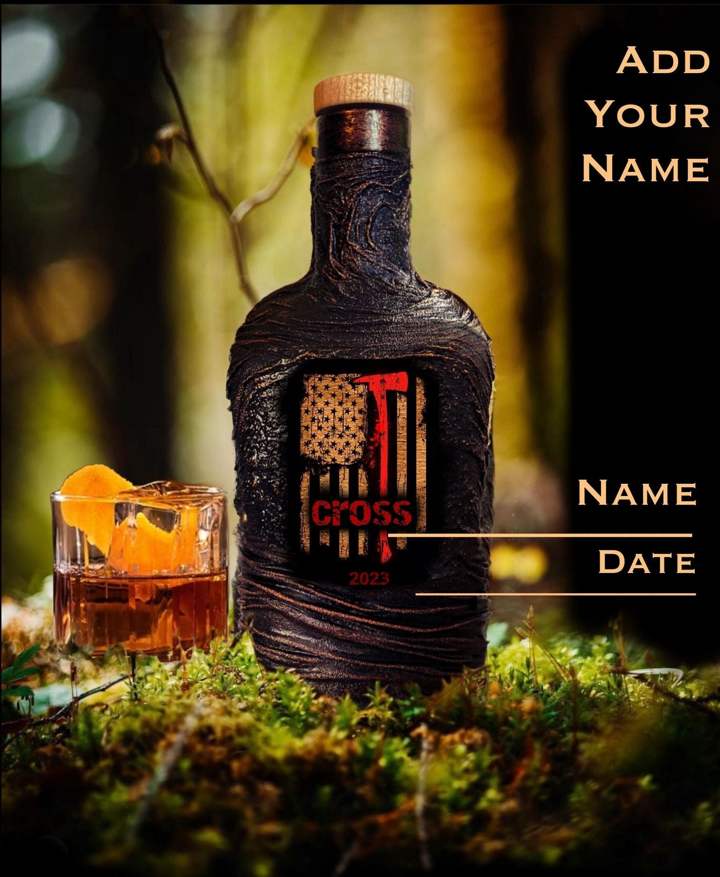 barware gift whiskey ice stone Decanter set personalized custom Personalized lava whiskey decanter and glasses set with [design], custom photo image name and date, luxury home bar birthday or wedding gift
