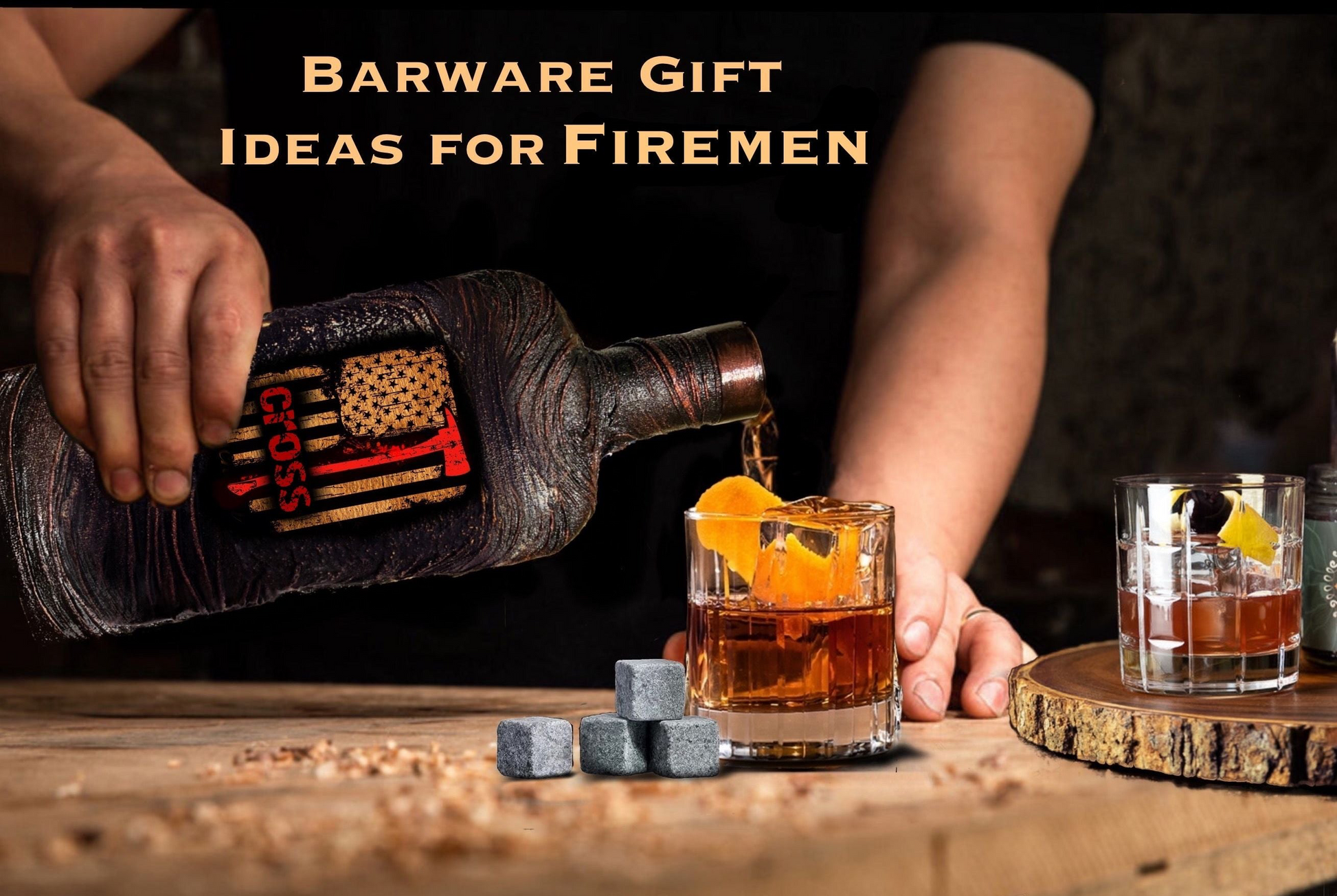 barware gift whiskey ice stone Decanter set Box man Personalized lava whiskey decanter and glasses set with [design], custom photo image name and date, luxury home bar birthday or wedding gift
