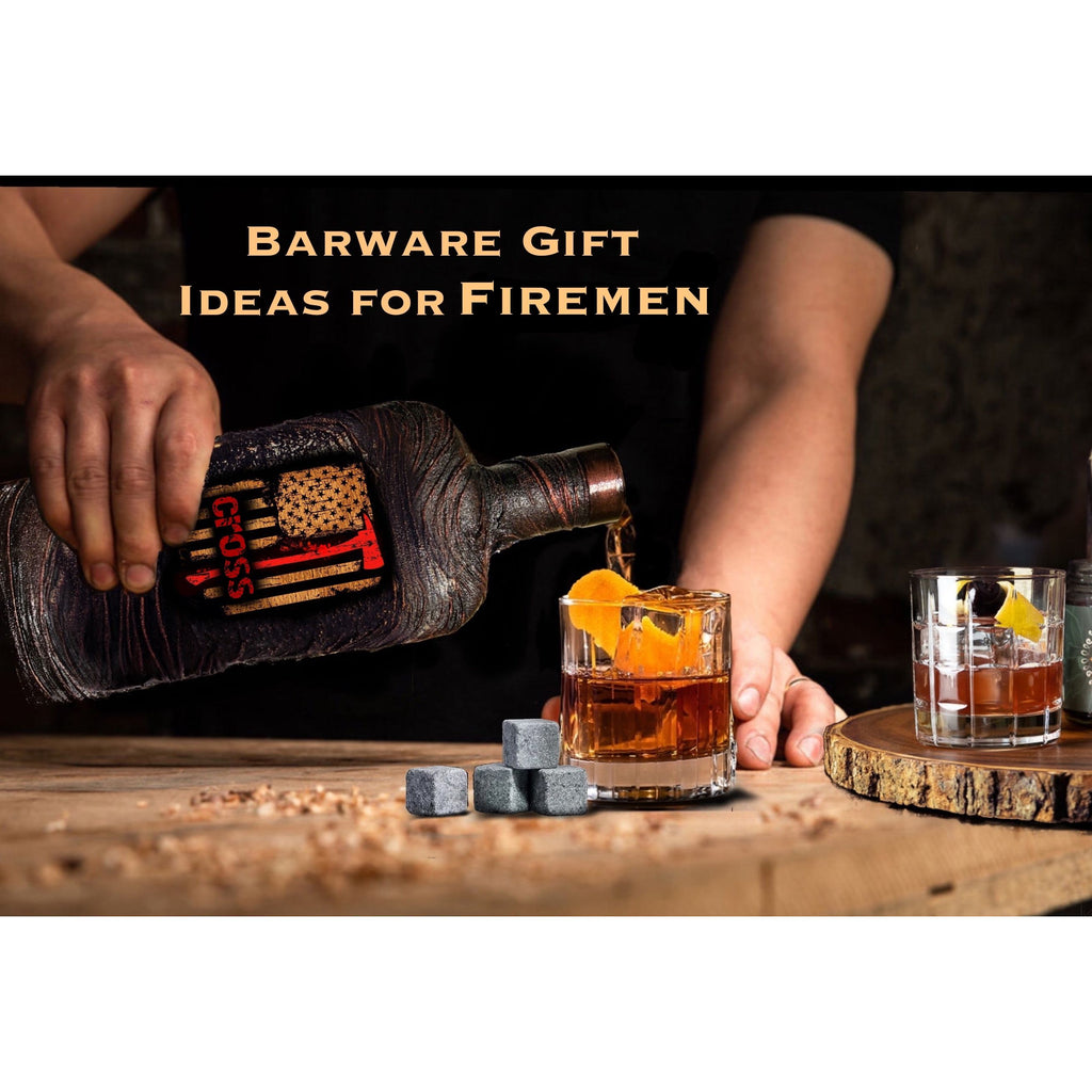 Fireman firefighter decanter custom personalized set bar gift for men glasses Whiskey 