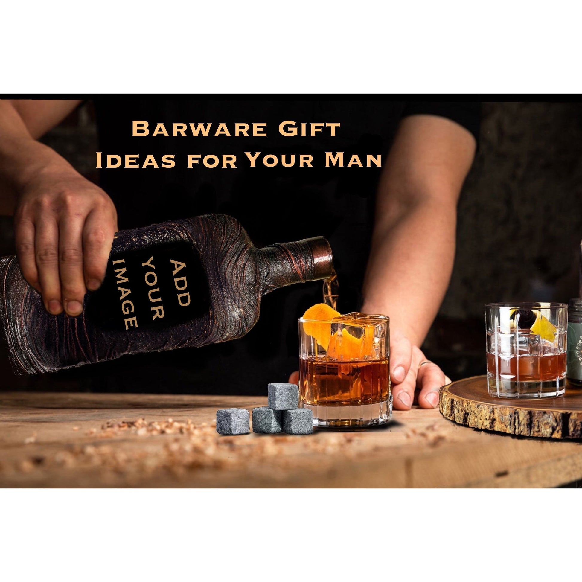 Monogrammed Scorpio whiskey Decanter set glasses Customized monogram gift bar man Custom image photo