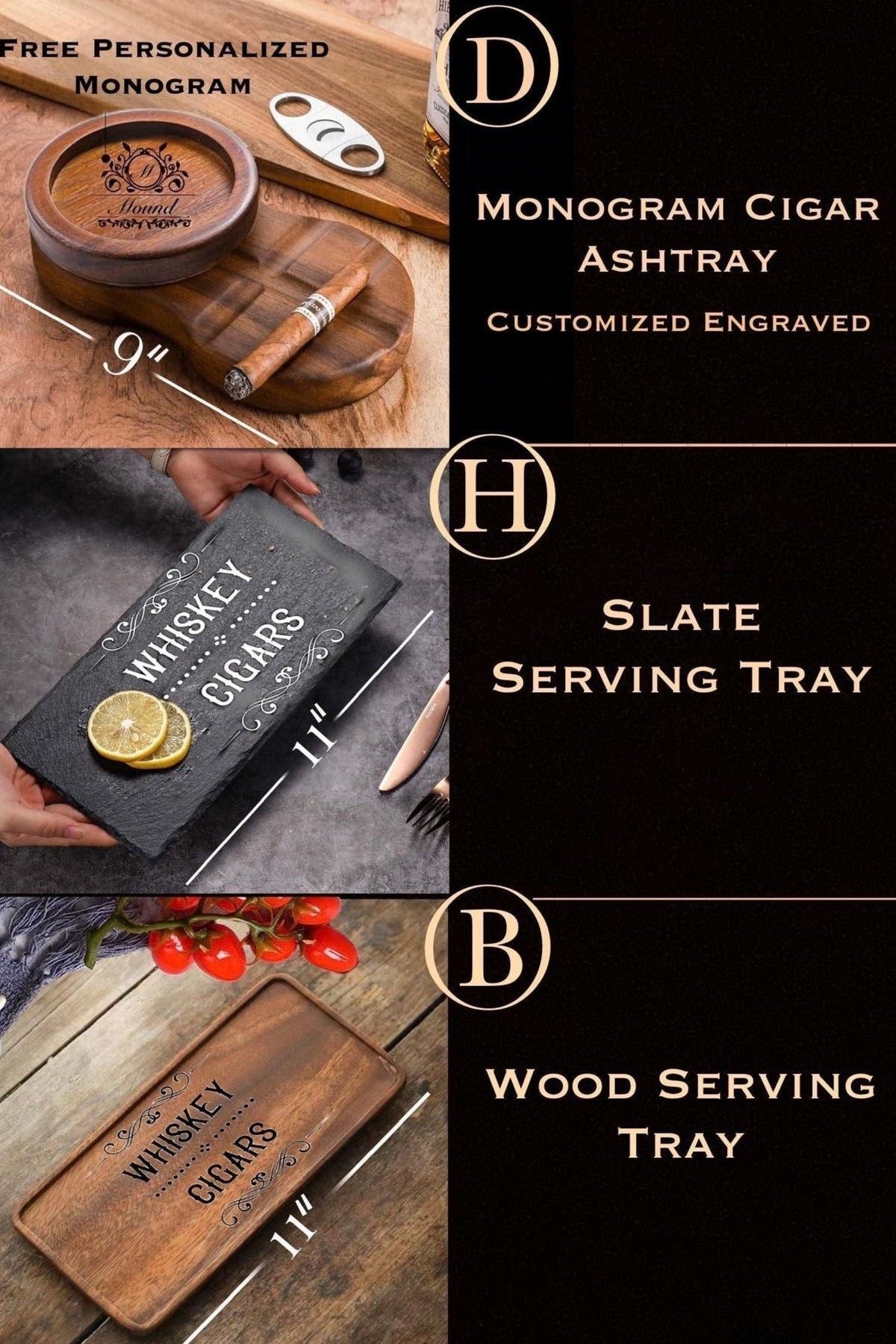 Monogrammed Whiskey Decanter Set with Slate Tray