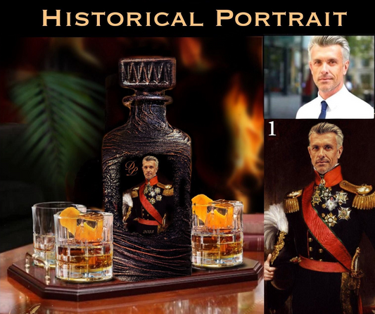Custom Historical Portrait Whiskey Decanter Set ~ Gift Box Includes ~ (30)review
