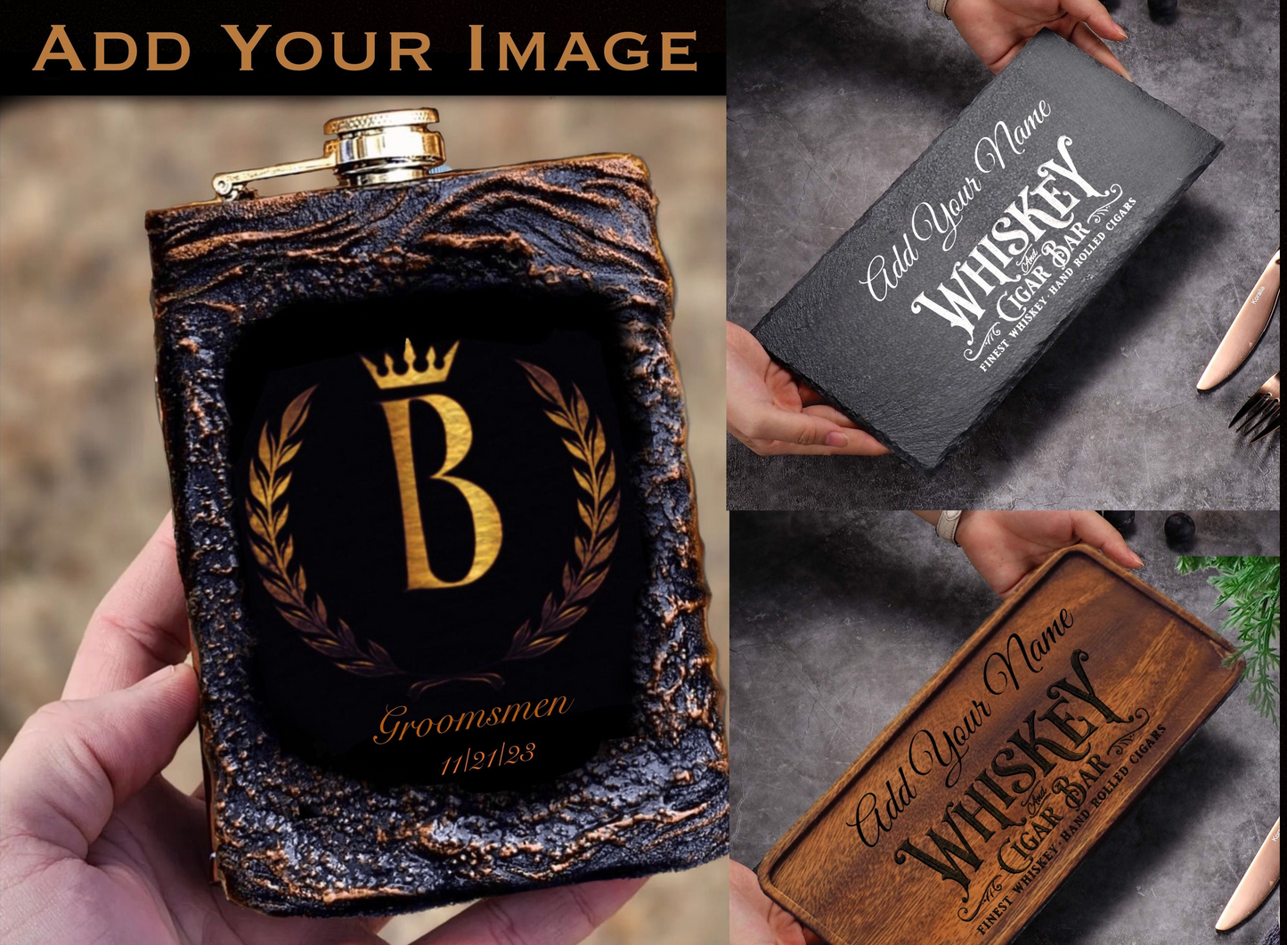 Monogram Whiskey Flask Set