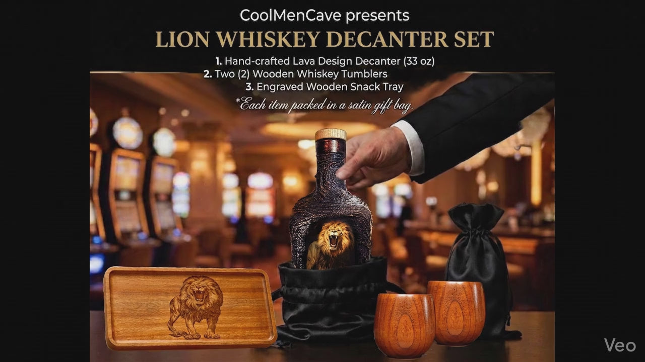 Load video: whiskey barware gift set decanter glasses