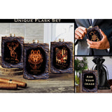 Whiskey Flask set unique Lava Design groomsmen gift men husband dad wedding 