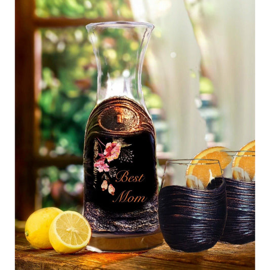 Best Mom Wine Decanter Set ~ Monogram Carafe Anniversary Gift
