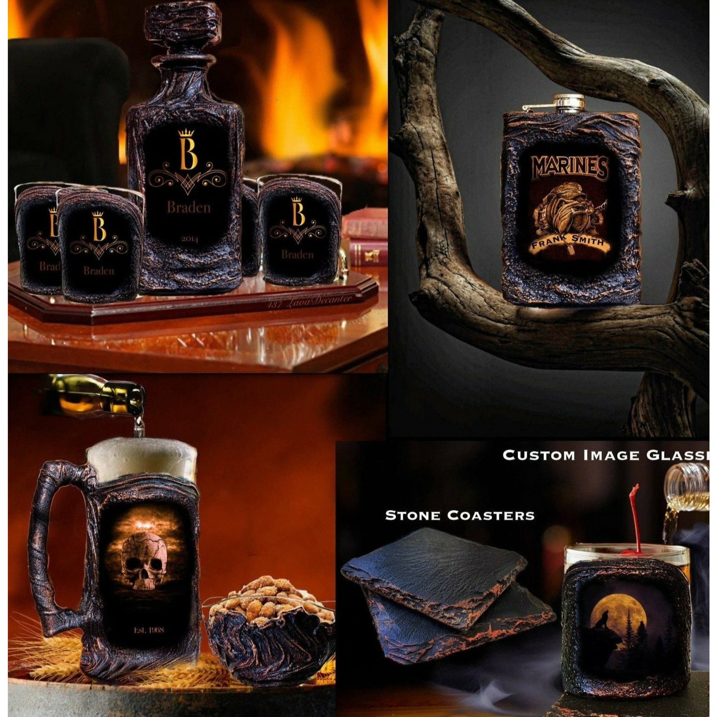 Historical Portrait Whiskey Decanter Set with Gift Box